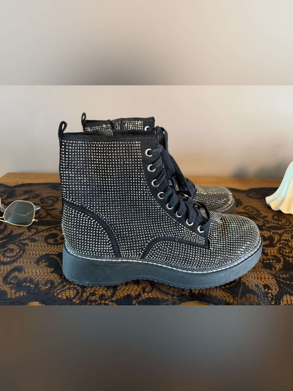 Madden NYC Rhinestone Punk Platform boots